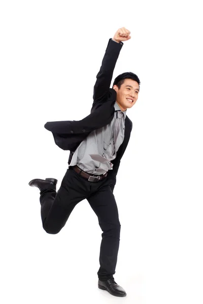 Jumping Businessman Białym Tle — Zdjęcie stockowe