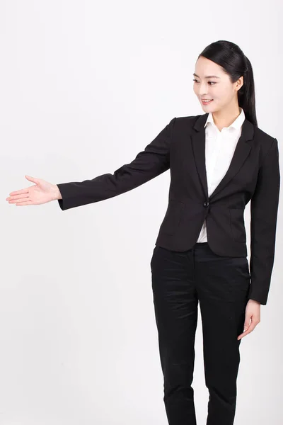 Young Business Woman Standing Different Positions — Stock Photo, Image