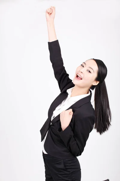 Eine Junge Geschäftsfrau Verschiedenen Positionen — Stockfoto