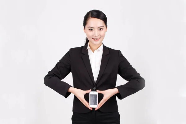 Eine Geschäftsfrau Mit Einem Telefon — Stockfoto