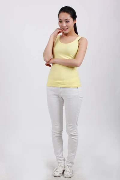 Young Lady Tracksuit Showing Different Emotions — Stock Photo, Image