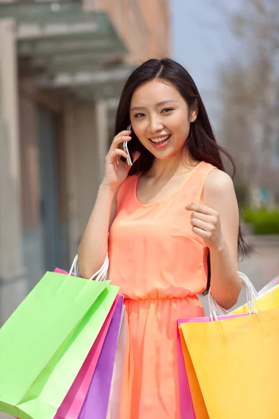 Beauty with shopping bags