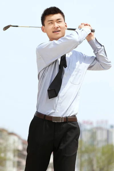 Business Man Playing Golf — Stock Photo, Image