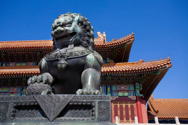 Statue Lion Dans Palais Impérial — Photo