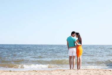 Sahilde ayakta duran çift 