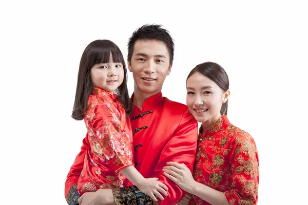 Lányportré Tang Öltönyös Szülőkkel — Stock Fotó