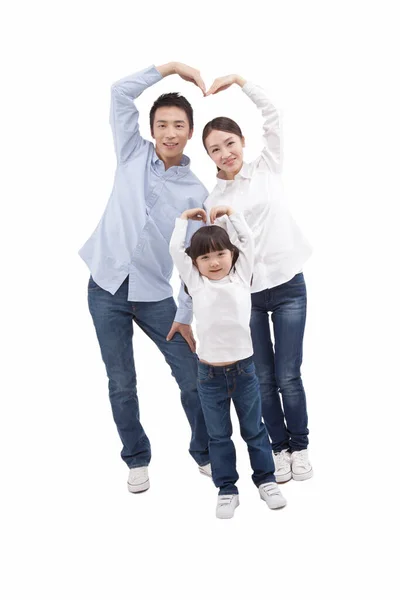 Retrato Hija Con Los Padres Detrás — Foto de Stock