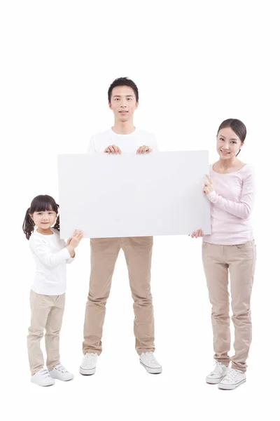 Retrato Una Familia Tres Pizarras —  Fotos de Stock