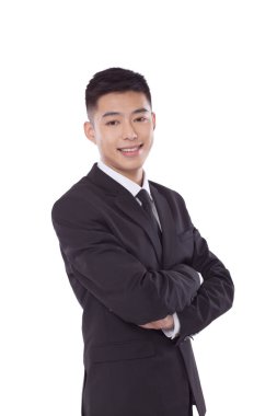 Kendine güvenen iş adamı el ele tutuşuyor