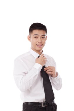 Bağlayan genç bisikletçinin portresi