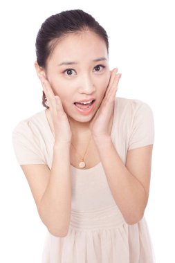 Genç Kadın Yüzüne Dokunuyor