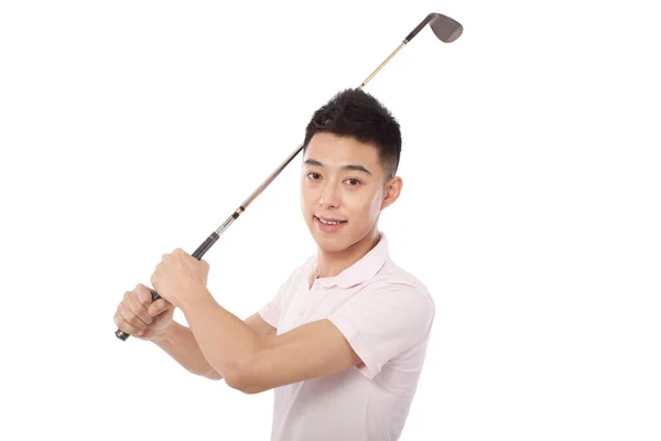 Male Player Holding Golf Club — Stock Photo, Image