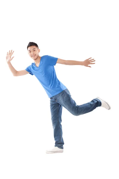 Young Man Dancing Smiling Portrait — Stock Photo, Image