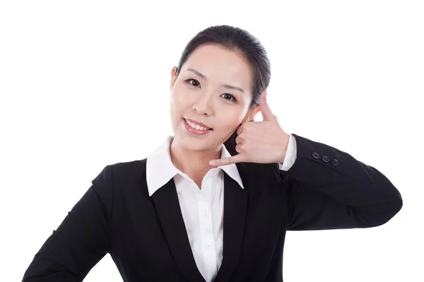 Retrato Una Mujer Negocios Oliendo — Foto de Stock