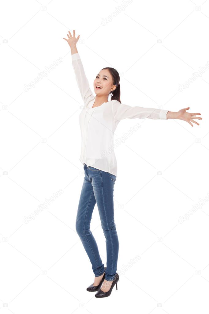 Young woman posing on white background 