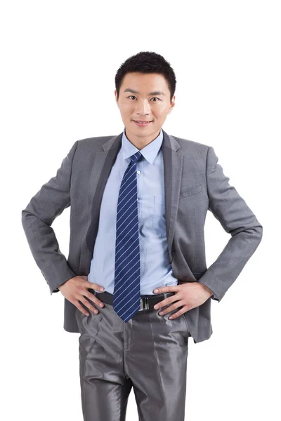 Portrait Young Businessman Standing White Background — Stock Photo, Image