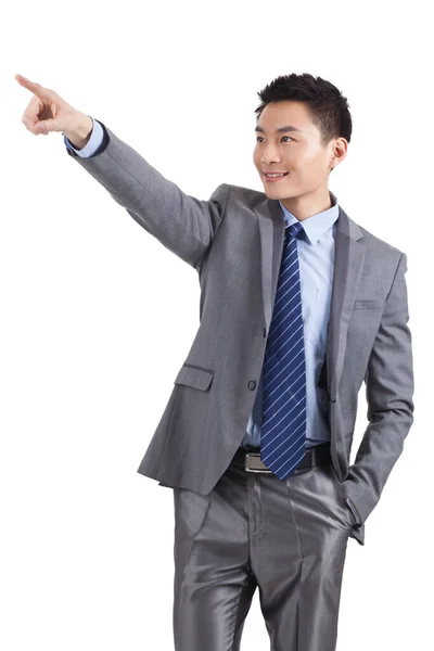 Portrait Young Businessman Standing White Background — Stock Photo, Image