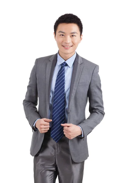 Portrait Young Businessman Standing White Background — Stock Photo, Image