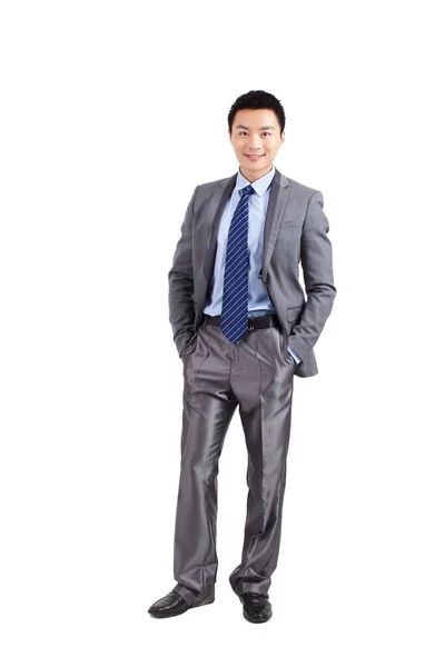 Portrait Young Businessman Standing White Background — Stock Photo, Image