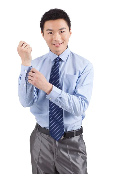 Portrait Young Businessman Standing White Background — Stock Photo, Image