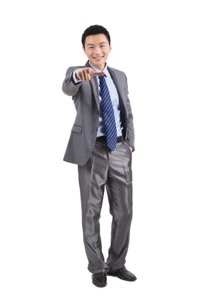 Portrait Young Businessman Standing White Background — Stock Photo, Image