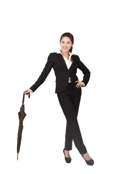 Femme Affaires Tenant Parapluie — Photo