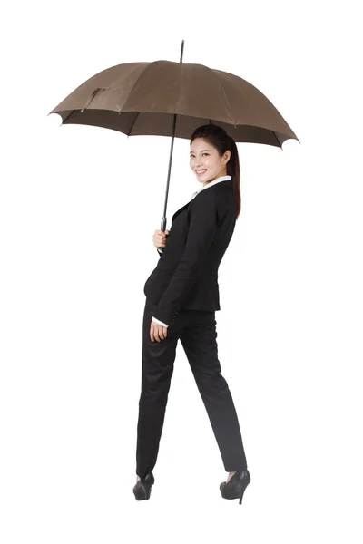 Femme Affaires Tenant Parapluie — Photo