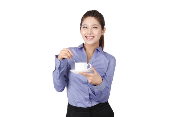 Empresaria Sosteniendo Taza Café — Foto de Stock