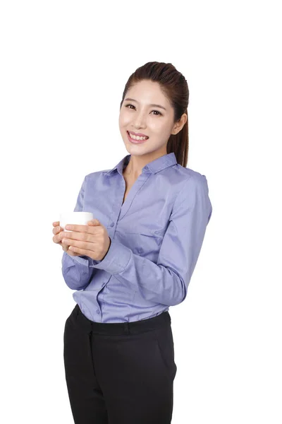 Bizneswoman Trzyma Filiżankę Kawy — Zdjęcie stockowe