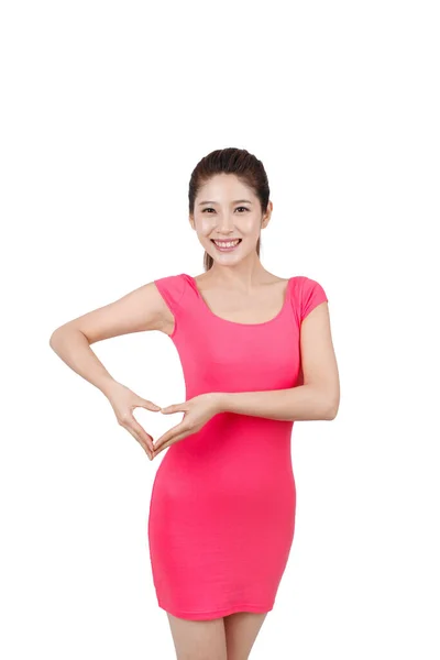 Young Woman Pink Dress Portrait — Stock Photo, Image