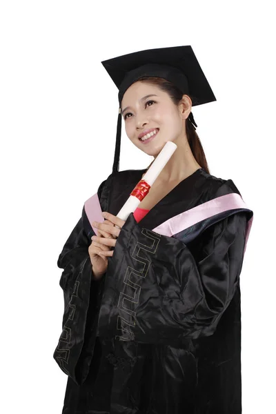 Mujer Joven Con Diploma —  Fotos de Stock