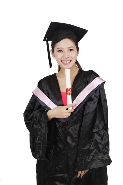 Giovane Donna Possesso Diploma — Foto Stock