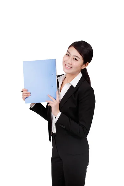 Businesswoman Holding Pen Portfolio — Stock Photo, Image