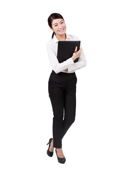 Businesswoman Holding Pen Portfolio — Stock Photo, Image