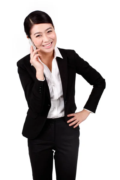 Mulher Negócios Usando Telefone Celular — Fotografia de Stock