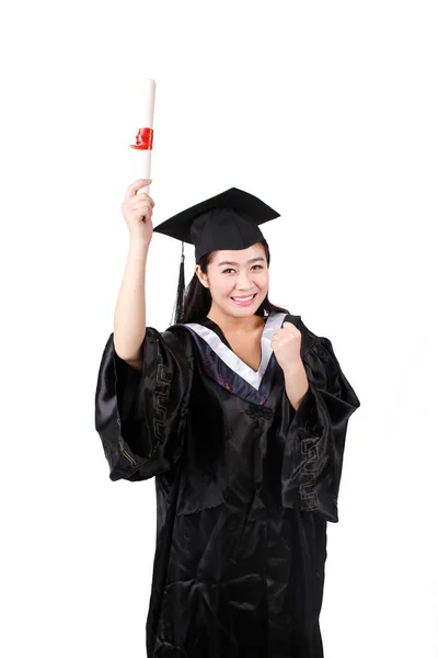 Giovane Studentessa Possesso Diploma — Foto Stock