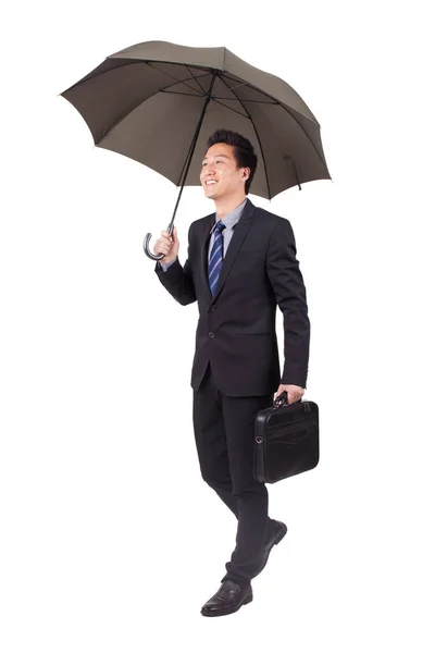 Jonge Zakenman Met Zwarte Paraplu Portefeuille — Stockfoto