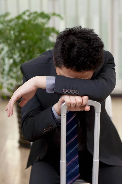 Businessman Resting Head Pile Boot — Stock Photo, Image