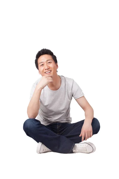 Successful Youngman Sitting Floor — Stock Photo, Image