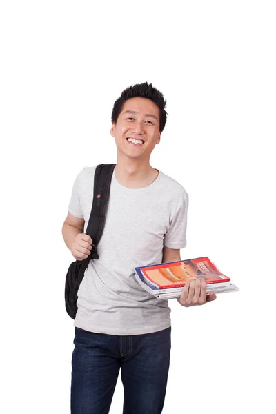 Guapo Estudiante Sosteniendo Libros — Foto de Stock