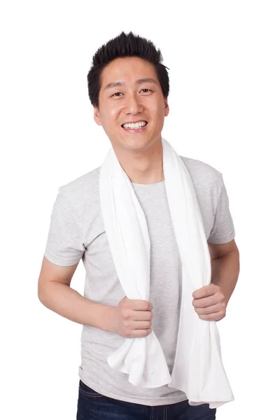 Young Man Wiping Towel — Stock Photo, Image