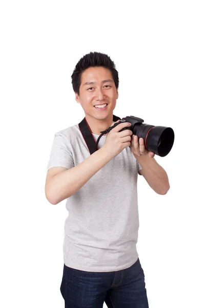 Junge Fotografin Mit Kamera — Stockfoto