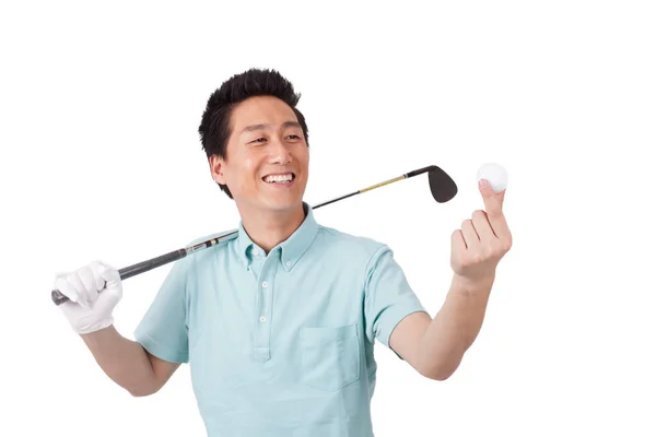 Ung Man Kostym Och Golf — Stockfoto