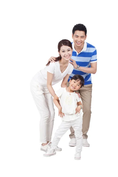一个有一个孩子的幸福家庭的画像 — 图库照片