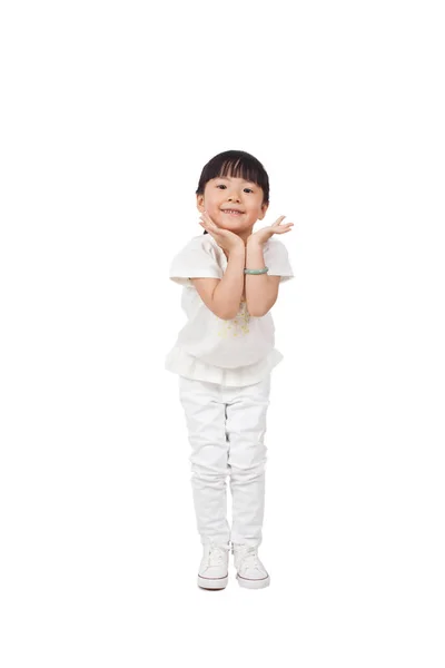 Menina Alegre Sorrindo Para Câmera — Fotografia de Stock