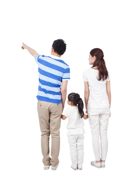 Junge Familie Mit Kleinem Mädchen Hält Händchen Von Hinten — Stockfoto