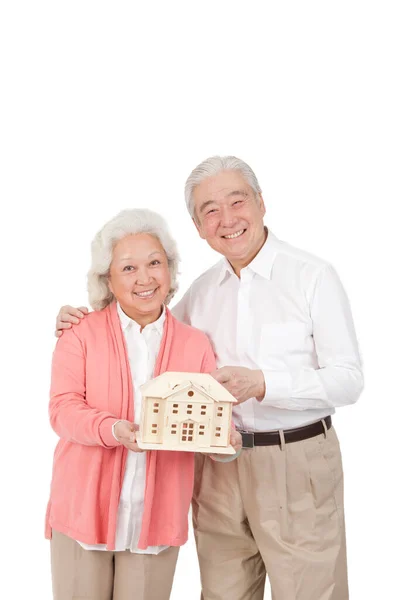 Oudere Echtpaar Met Bouwmodel — Stockfoto