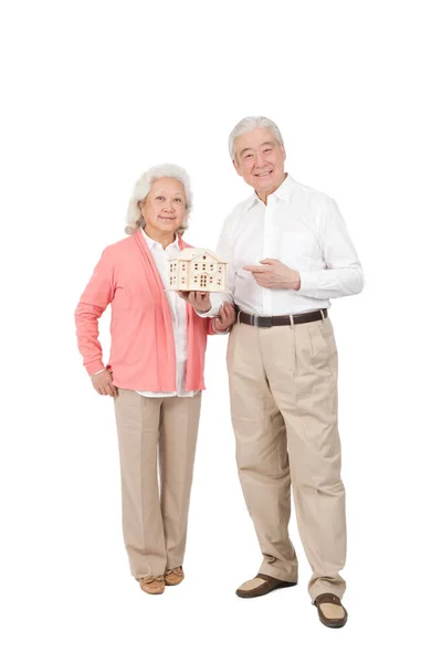 Senior Couple Holding Building Model — Stock Photo, Image