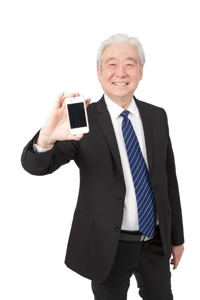 Senior Geschäftsmann Mit Smartphone — Stockfoto