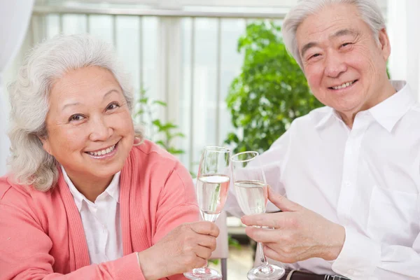 老夫老妻为结婚周年祝酒 — 图库照片